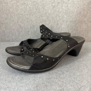 Naot Black Strappy Vital Heels Sandals Rhinestones Womens‎ Size 39 / US 8 - 8.5